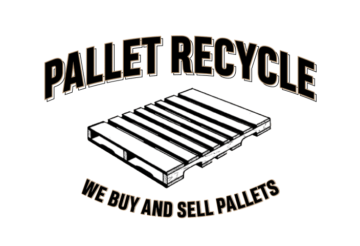 Black and white logo with an image of a wooden pallet, perfect for any Woodsman. Text above reads "Pallet Recycle," and below reads "We Buy and Sell Pallets." Ideal as a V1 Header for your recycling business.